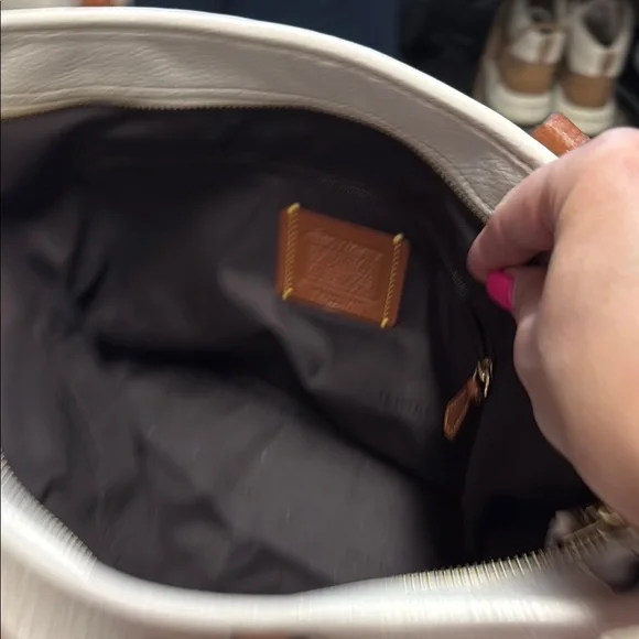 Coach White Leather Tote with Mickey Mouse Patch - Picture 6 of 7